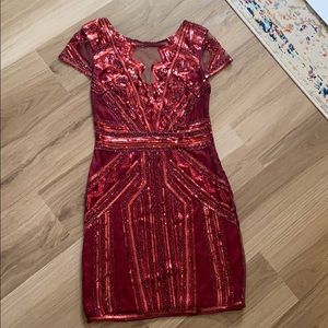 NWOT cocktail dress - red sequins